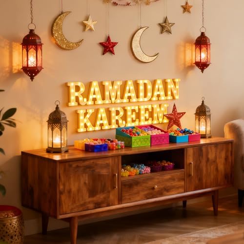 Aurelema Sukkot Large LED Letter Sign LED Lights, Ramadan Kareem, 8.27 Inches - Image 6
