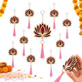 10 Pcs Diwali Lotus Wall Hanging Garlands, Indian Pooja Decorations with Pearls for Temple, Door, Window, Room and Festival Backdrop Decor by LWPFSDContributetoabetter