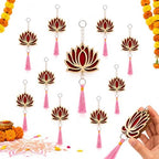 10 Pcs Diwali Lotus Wall Hanging Garlands, Indian Pooja Decorations with Pearls for Temple, Door, Window, Room and Festival Backdrop Decor by LWPFSDContributetoabetter