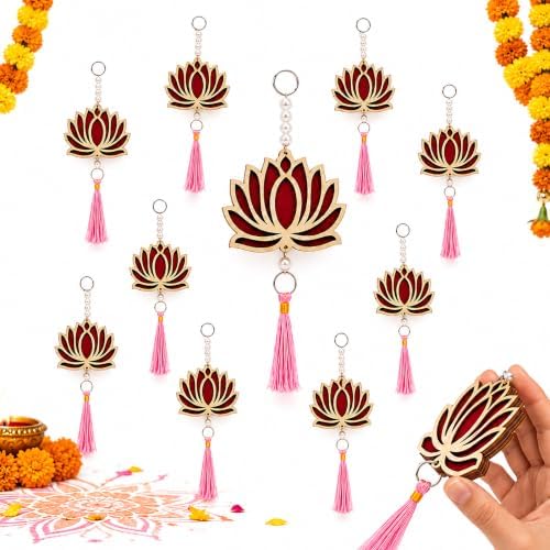 10 Pcs Diwali Lotus Wall Hanging Garlands, Indian Pooja Decorations with Pearls for Temple, Door, Window, Room and Festival Backdrop Decor by LWPFSDContributetoabetter