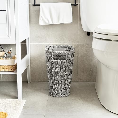 GRANNY SAYS Bathroom Trash Can, Wicker Waste Basket for Bathroom, Gray - Image 2
