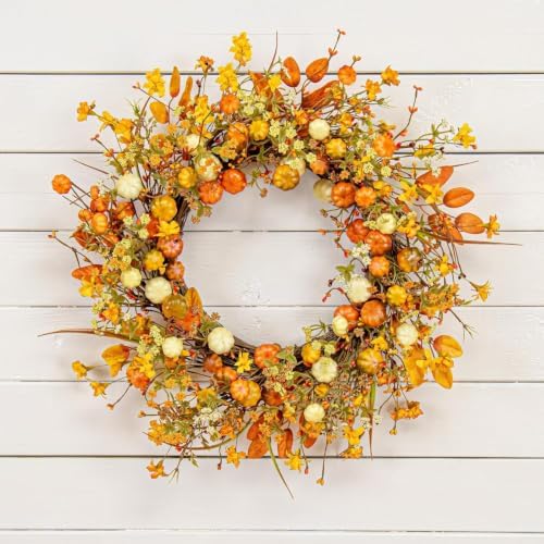 24 Inches Fall Wreath Fall Wreaths for Front Door Autumn Wreath - Image 5