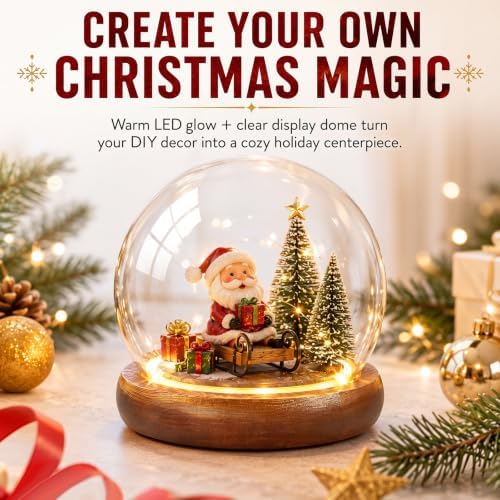 Funtery 2 Pcs 6 Inch Christmas Glass Display Dome Cloche Glass Globe - Image 6
