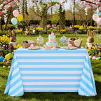 2 Pack Striped Tablecloth 57x84 Inch Light Blue and White Tablecloth - Image 7