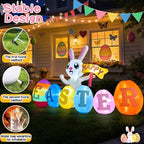 7FT Easter Bunny Inflatable with Happy Easter Sign, LED Yard Decor - Image 4