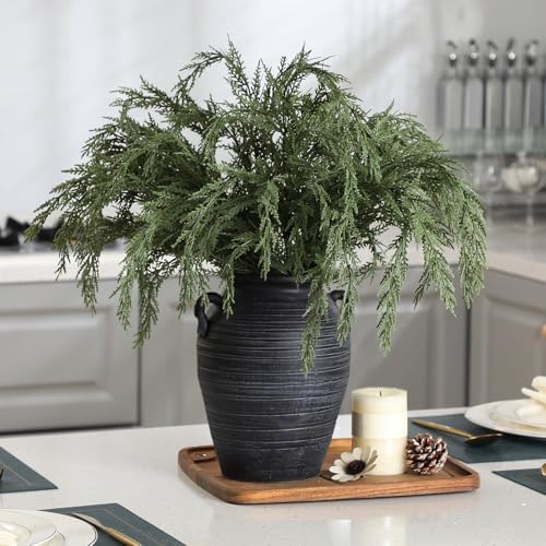Giegxin 10 Pcs 24 Inch Christmas Artificial Cedar Branches Realistic Modern Greenery Norfolk Pine Stems Xmas Faux Pine Sprays Picks for Vase DIY Christmas Tree Garland Wreath, Festive Home Decor - Image 2
