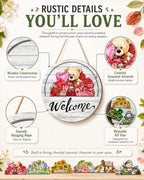 Interchangeable Welcome Sign for Front Door, Seasonal Wooden Door Decor - Image 5