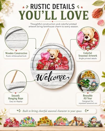 Interchangeable Welcome Sign for Front Door, Seasonal Wooden Door Decor - Image 5