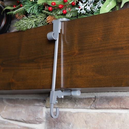[Fireplace Stocking and Garland Hanger] - Patented Mantle Holder Has Two Hooks - Hold Christmas Stocking and Hang Garland - Durable Wrought Iron - Padded Contact Points (3 Pack - Silver) - Image 6