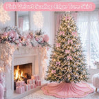 Arrowbash Pink 48 Inch Christmas Tree Skirt Velvet Scallop Ddge - Image 4