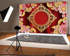AOFOTO 15x10ft Chinese New Year Backdrop Red and Gold Paper-cuts Floral Lucky Clouds Traditional Spring Festival Asian Lunar New Year Background Room Decoration Banner Kid Portrait Photo Shoot Props - Image 3