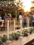 Hurricane Glass Candle Holders: 11.8" Tall Cylinder Cover Set of 6 - Image 2