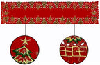 Grelucgo Embroidered Christmas Holiday Holly Tree Table Runner, Dresser Scarf, Rectangular 16 x 120 Inch - Image 3
