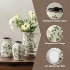 Ceramic Flower Vase Set for Home Decor, Vintage Green Vase (6+6+7 Inch) - Image 5