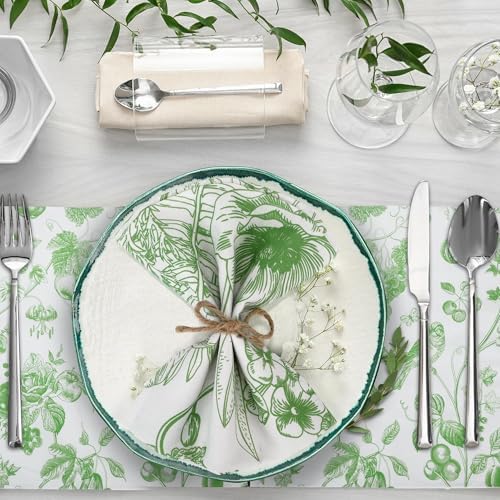 Kochorie 36 Pieces Green Floral Cloth Napkins, 18 x 18 Inch Reusable Soft Fabric Napkins, Washable Flower Dinner Cocktail Napkin for Spring Summer Tea Party Holiday Home Kitchen Wedding Restaurant - Image 4