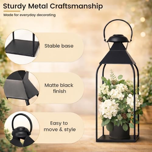 Decorative Metal Lanterns Indoor Outdoor, Set of 3 Outdoor Candle Holder - Image 3
