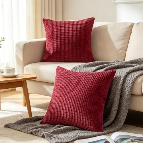 CaliTime Decorative Couch Throw Pillow Covers 26 X 26 Inches Burgundy - Image 2