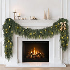 9FT Cedar Christmas Garland with Lights Realistic Prelit Pine Garland Decor by NTNIETING
