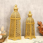 2 Pack Moroccan Lantern Lamp Decorative Candle Holders for Ramadan Decorations, Hanging, Outdoor Patio or Porch, Indoor Home Decor（Gold） - Image 5
