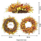 JINGHONG 28 Inch Large Fall Wreaths for Front Door Artificial Fall Wreath Floral Autumn Wreath with Colorful Daisies Fall Foliage for Indoor Outside Door Harvest Festival Thanksgiving Day Celebration - Image 2