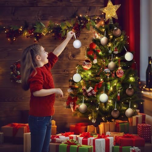 Christmas Tree Ornaments Velvet Balls, 15 Pack 3.15 Inch Shatterproof Neutral Hanging Ornaments for Christmas Xmas Decoration Indoor Holiday Decorations - Image 4