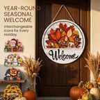 16 Pcs Interchangeable Front Door Welcome Sign, Magnetic Wood Hanging Decor - Image 2