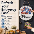 Interchangeable Welcome Sign for Front Door 12 Inch Round Seasonal Decor - Image 3