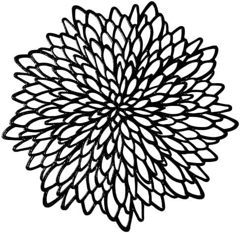 Snowkingdom Pack of 18 Black Placemats Washable Pressed Vinyl Laser Cut Dining Table Mats Round Floral Charger Decoration for Christmas Halloween Thanksgiving Wedding by Snowkingdom