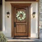 White Orchid Wreath for Front Door, 22 Inch Spring Summer Wreath with Soft Lamb's Ear and Cream Berries, Handcrafted Artificial Floral Wreath for Farmhouse, Indoor and Outdoor Year-Round Decor - Image 5