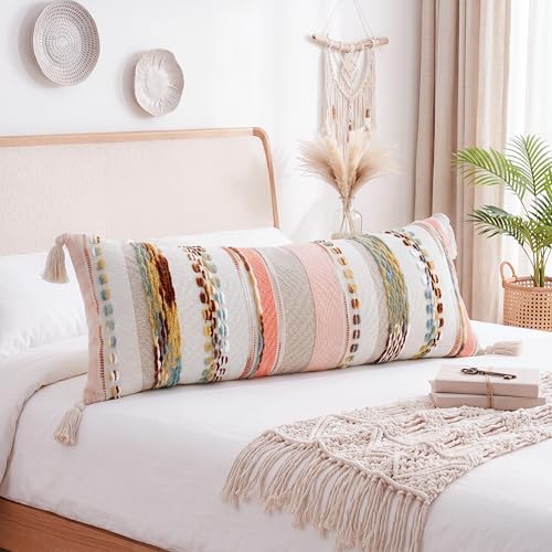 PANOD Boho Long Lumbar Throw Pillow Cover 16 x 36 Red Brown, Chenille Morocan Extra Long Pillow Case Cover, Decorative Long Pillow for Bed Couch Sofa Farmhouse - Image 5
