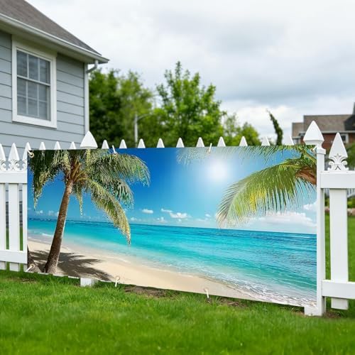 6x13 FT Tropical Beach Garage Door Banner - Palm Tree & Ocean Backdrop, Large Indoor Outdoor Garage Door Cover, Summer Vacation Theme Decoration for Home, Yard Luau Party - Image 5