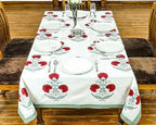 80x120 Inches Rectangle Hand Block Printed Cotton Tablecloth, Brown Red Floral Table Cloths Washable, Indian Table Linen for Halloween Christmas Outdoor Thanksgiving Gifts Home Decor Dinning Outdoor - Image 3