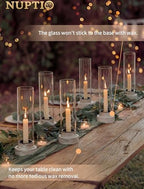 NUPTIO Hurricane Taper Candle Holders with Wax Catchers, Dripless, Set of 2 - Image 2