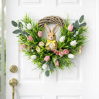 Spring Summer Wreath for Front Door, 24 Inch Artificial Tulip Wreath with Pink White Lavender and Eucalyptus Greenery for Indoor Outdoor Home Farmhouse Wall Decor - Image 7