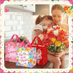 Wesnoy 48 Pcs Spanish Mother's Day Tote Gift Bag Bulk Feliz Dia De Las Madres Gift Bag with Handle Floral Non Woven Candy Bags Reusable for Gifts Wrapping Mother's Day Party Favor, 11.4x10.6x4.7 Inch - Image 5
