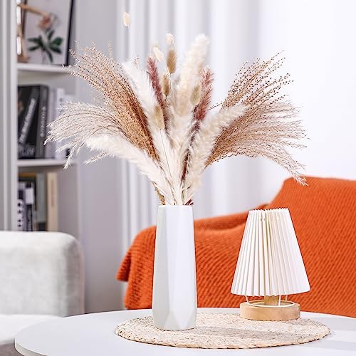 Didaey 10 Pack Composite Plastic Flower Vases Bulk White Small Boho Floral Vases for Dried Flower Bouquet Pampas Grass Centerpieces Fall Wedding Party Living Room Decor(Classic) - Image 5