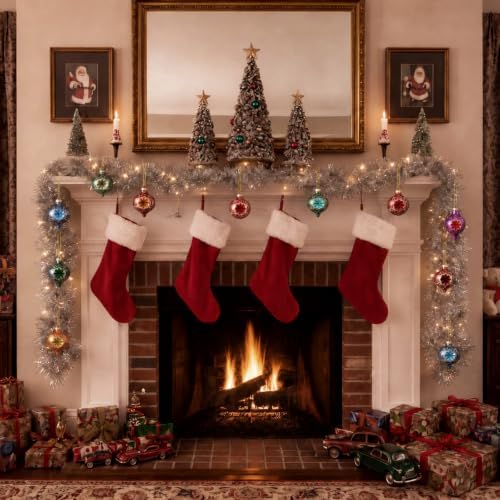16 Pcs Vintage Glass Christmas Ornament Reflector Decor, Retro - Image 4
