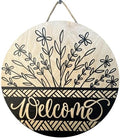 Wood front door sign Wood sign Home decor Welcome sign Sign for front door House warming gift Wedding gift (Wildflower 4.0-UV029(NB) S008, 18" Width) by Unknown