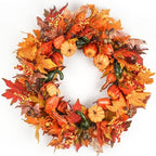 Fall Wreaths for Front Door 26 inch, Fall Door Wreath with Pumpkin, Maple Leaves Autumn Thanksgiving Harvest Festival Decorations Indoor and Outdoor by HomeKaren