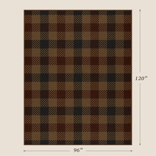 JTJ Easy Jute 8x10 Outdoor Rug, Black & Brown Farmhouse Plaid, Washable - Image 2