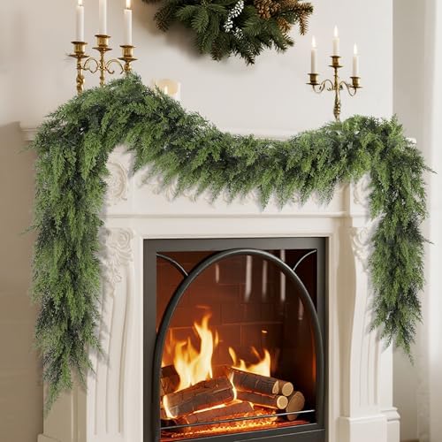 yofit 9FT Real Touch Cedar Christmas Garland for Mantle Fireplace by yofit