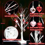 2Pack Valentines Day Decor Lighted Birch Tree with Heart-Shaped Ornaments,USB&Battery Operated Light Up Artificial Tree for Home Indoor Party Valentines Day Decorations (Red + Pink) - Image 3