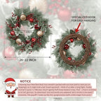 22 Inch Christmas Wreath for Front Door, Artificial Frosted Wreath with Red & Gold Ornaments, Berries & Snowy Holly Leaves, Elegant Holiday Decoration for Home Indoor Outdoor - Image 6