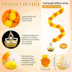 Norme 12 Pcs Marigold Garland 2.6 ft Long Strands Artificial Marigold Flowers Garland with Pendant Flower String Indian Diwali Decorations for Pooja Indian Wedding Dia De Los Muertos(Orange Yellow) - Image 2