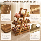 3-Tier Acacia Wood Cupcake Stand, Rustic Dessert Tower - Image 5