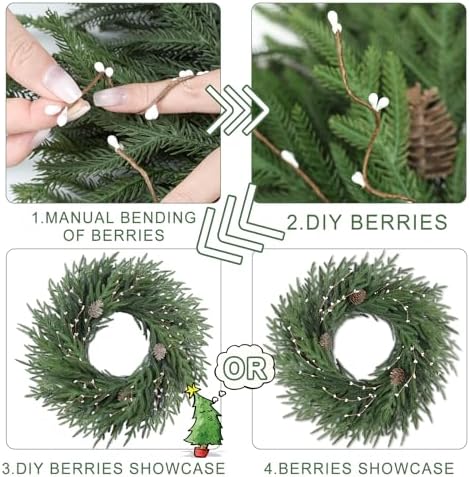26 Inch Christmas Wreath, Christmas Wreaths for Front Door, Pine Wreath with Pine Cones Berries for Indoor Outdoor Wall Mantle Door Decor - Image 6