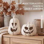 Tioncy Halloween Decor Terracotta Jack O Lantern Pumpkin Decor,Beige - Image 3