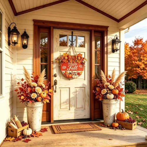 Interchangeable Welcome Sign Seasonal Front Door Wooden Hanging Decor - Image 5