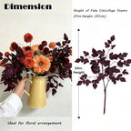 8pcs 24in Artificial Cimicifuga Plum Leaves Stem Fall Autumn Harvest Decor - Image 3