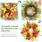 24 Inch Fall Wreath for Front Door Full Artificial Floral Wreath - Image 3